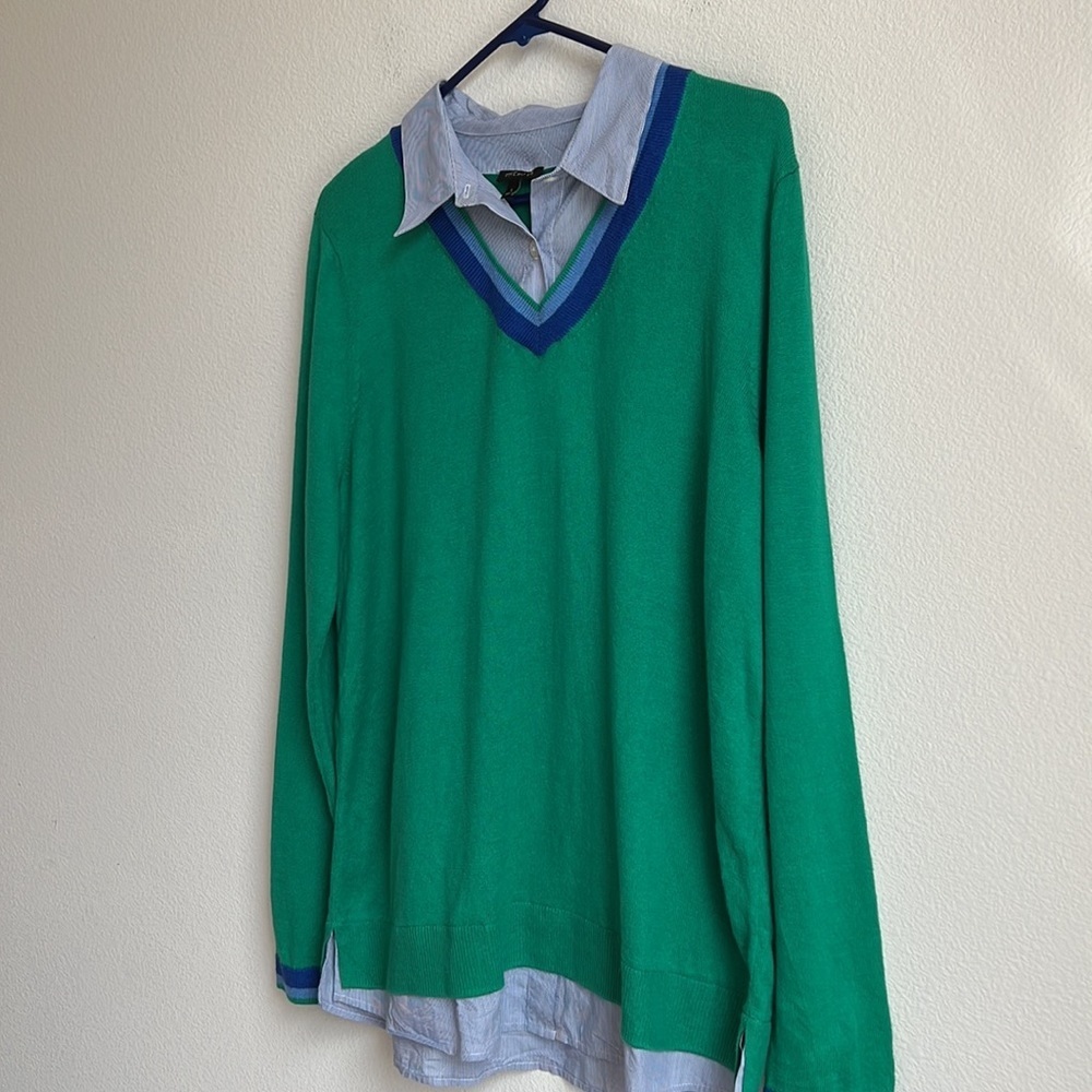 Talbots Green Cashmere Blend Cricket V-Neck Sweater View 5